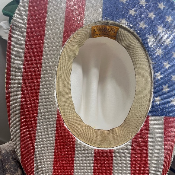 Rhinestone Cowboy Hat in American Flag USA in White main image 6